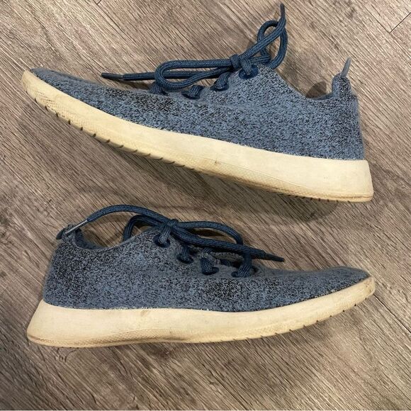 ALLBIRDS The Wool Runners Blue Heathered Wool Sneakers - Picture 4 of 10